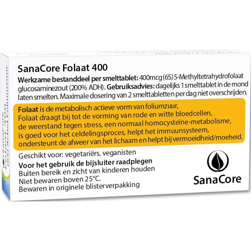 SanaCore Folaat actief foliumzuur - 6s Glucosamine - Afbeelding 3